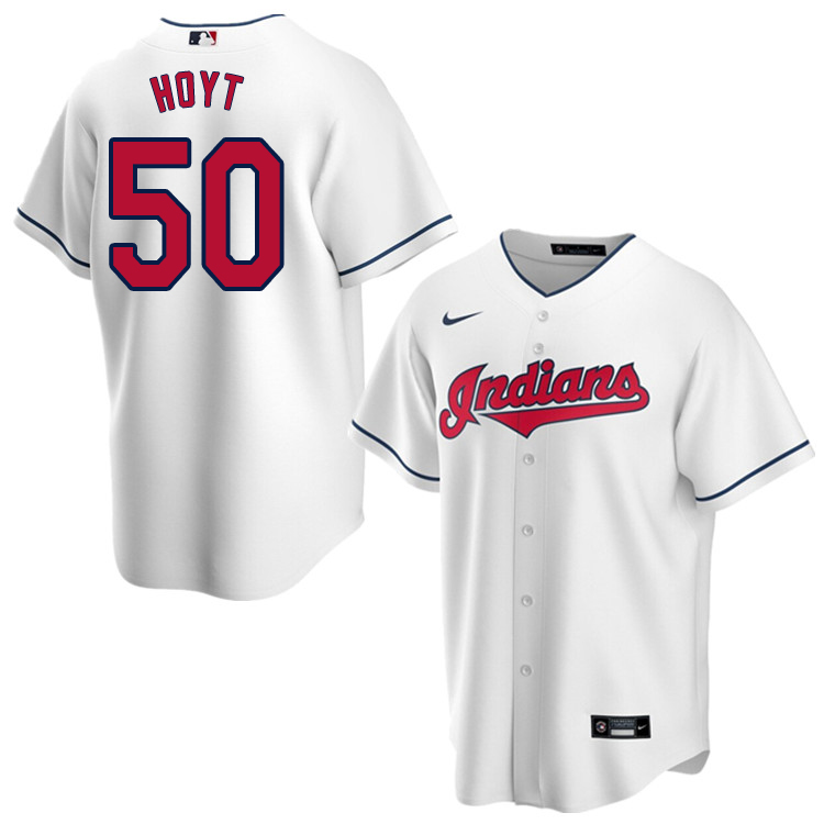 Nike Men #50 James Hoyt Cleveland Indians Baseball Jerseys Sale-White - Click Image to Close